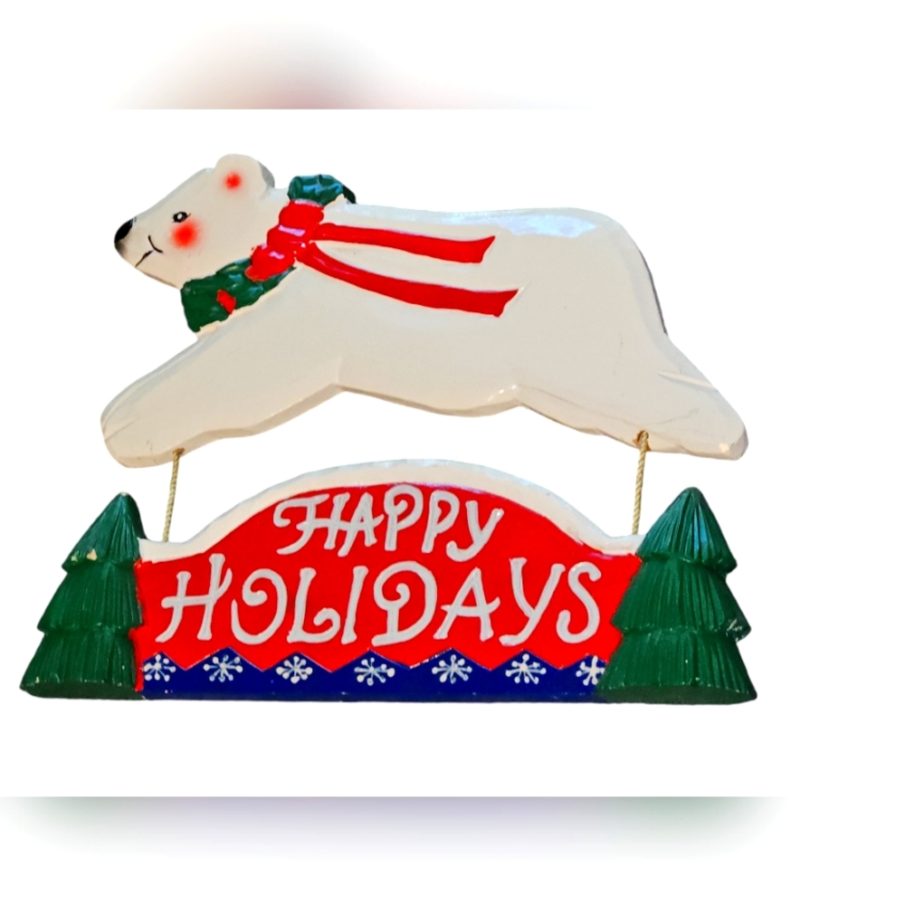 Holliday wooden Bear sign